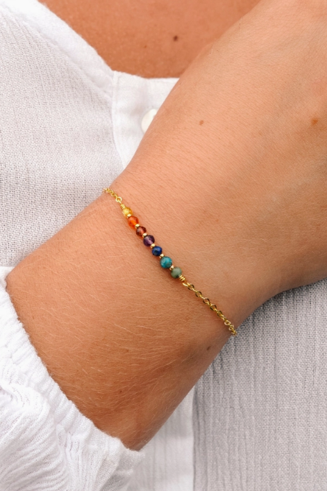 RAINBOW CHAKRA GOLD BAR BRACELET