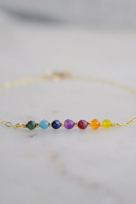 RAINBOW CHAKRA GOLD BAR BRACELET