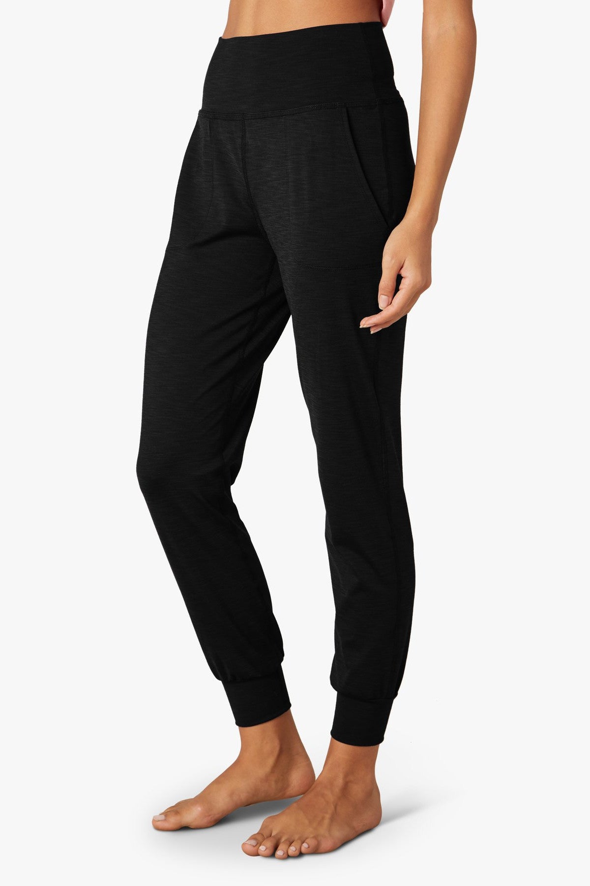 HEATHER RIB MIDI JOGGER BLACK HEATHER