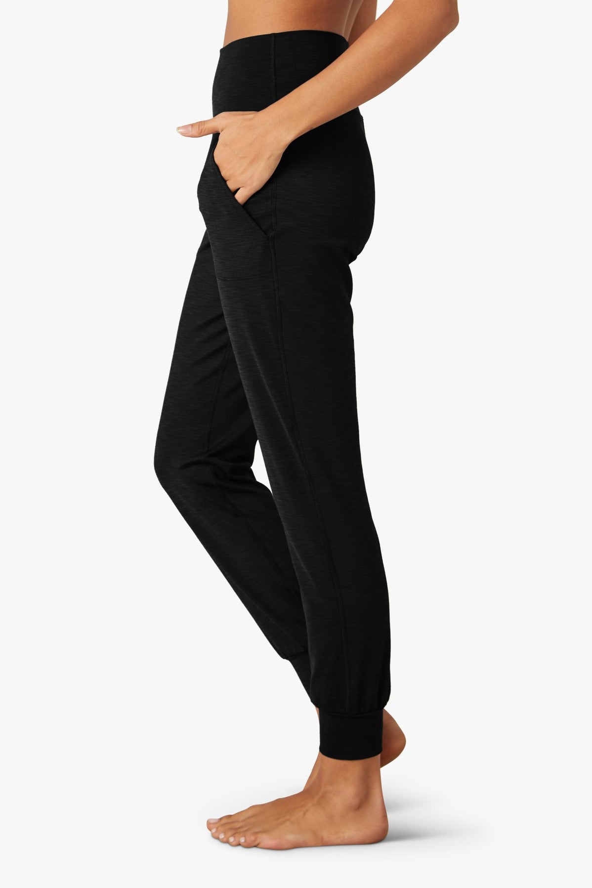 HEATHER RIB MIDI JOGGER BLACK HEATHER