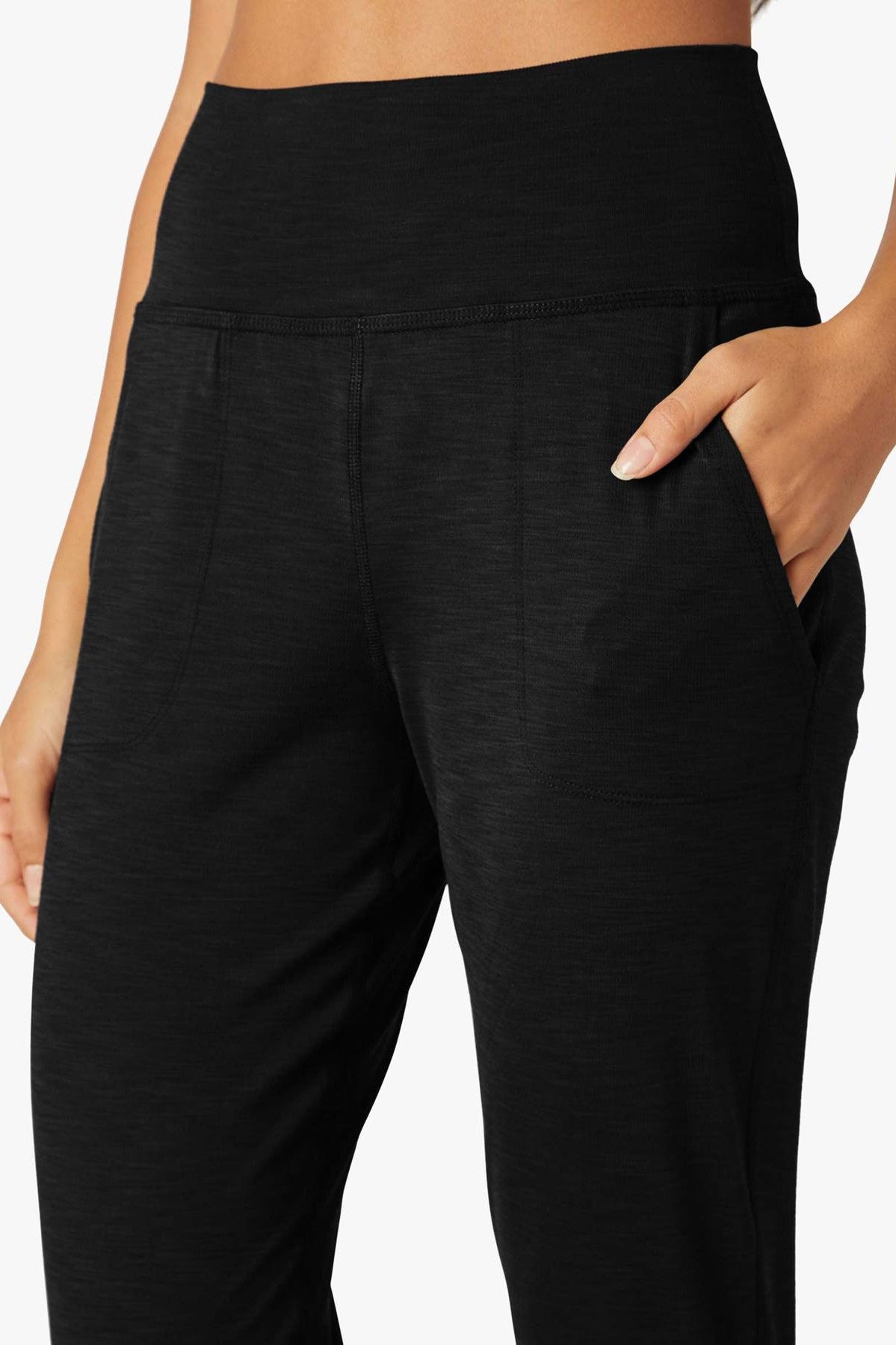 HEATHER RIB MIDI JOGGER BLACK HEATHER