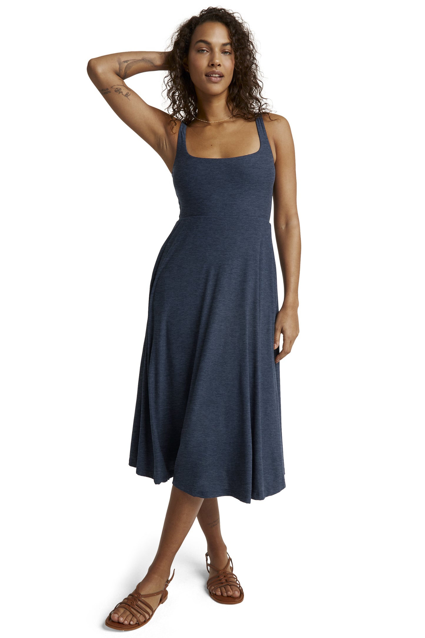 AT THE READY SQUARE NECK DRESS NOCTURNAL NAVY