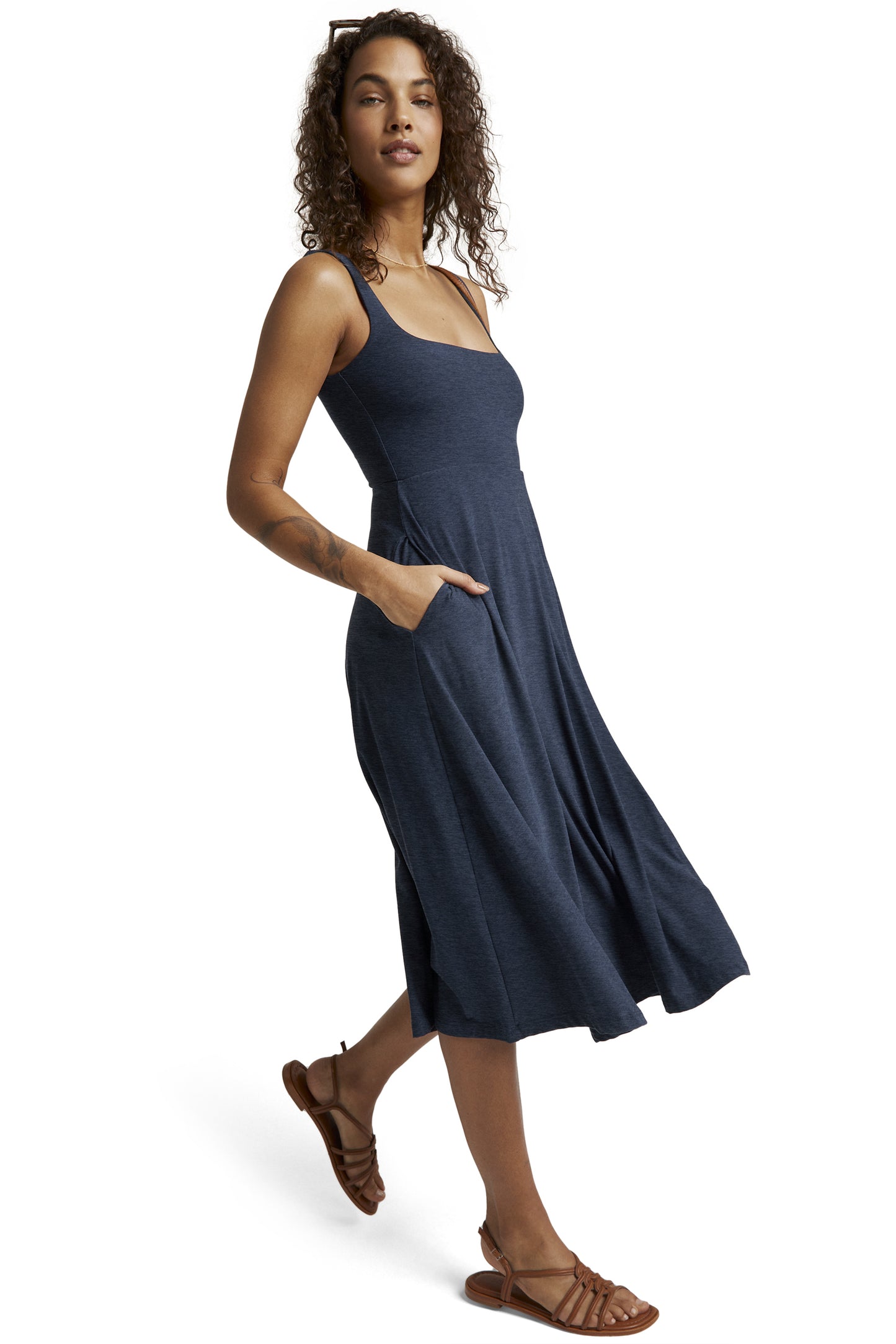 AT THE READY SQUARE NECK DRESS NOCTURNAL NAVY