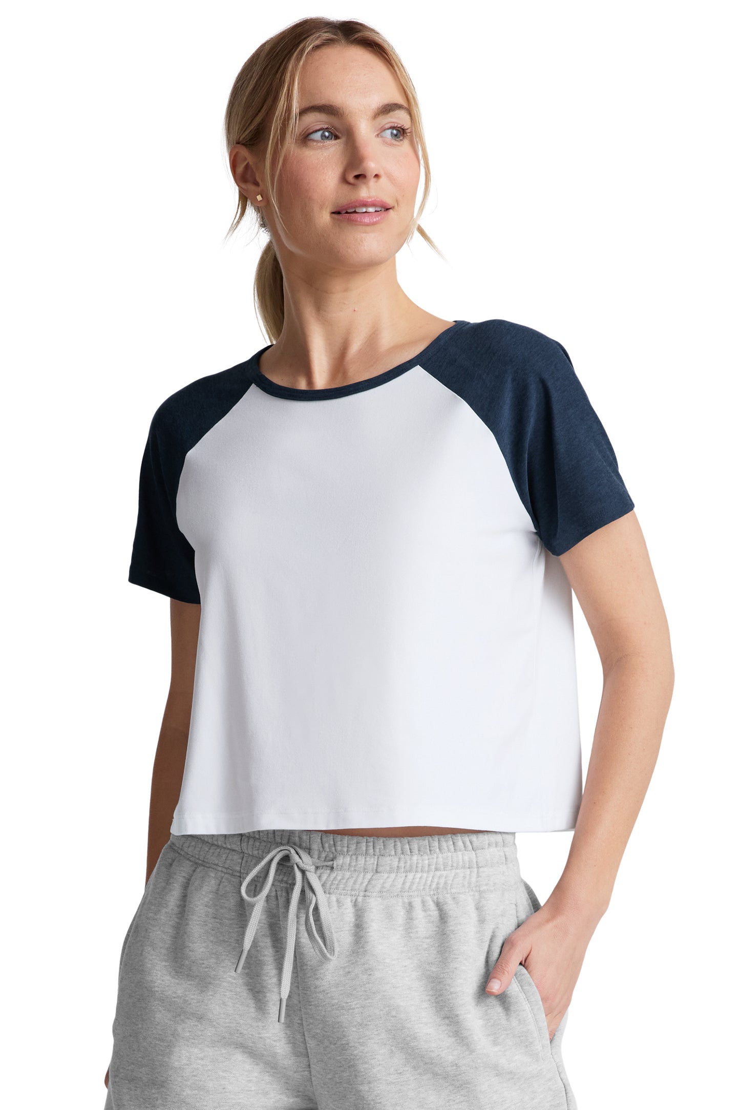 COLOURBLOCK TEE CLOUD WHITE/NOCTURNAL NAVY