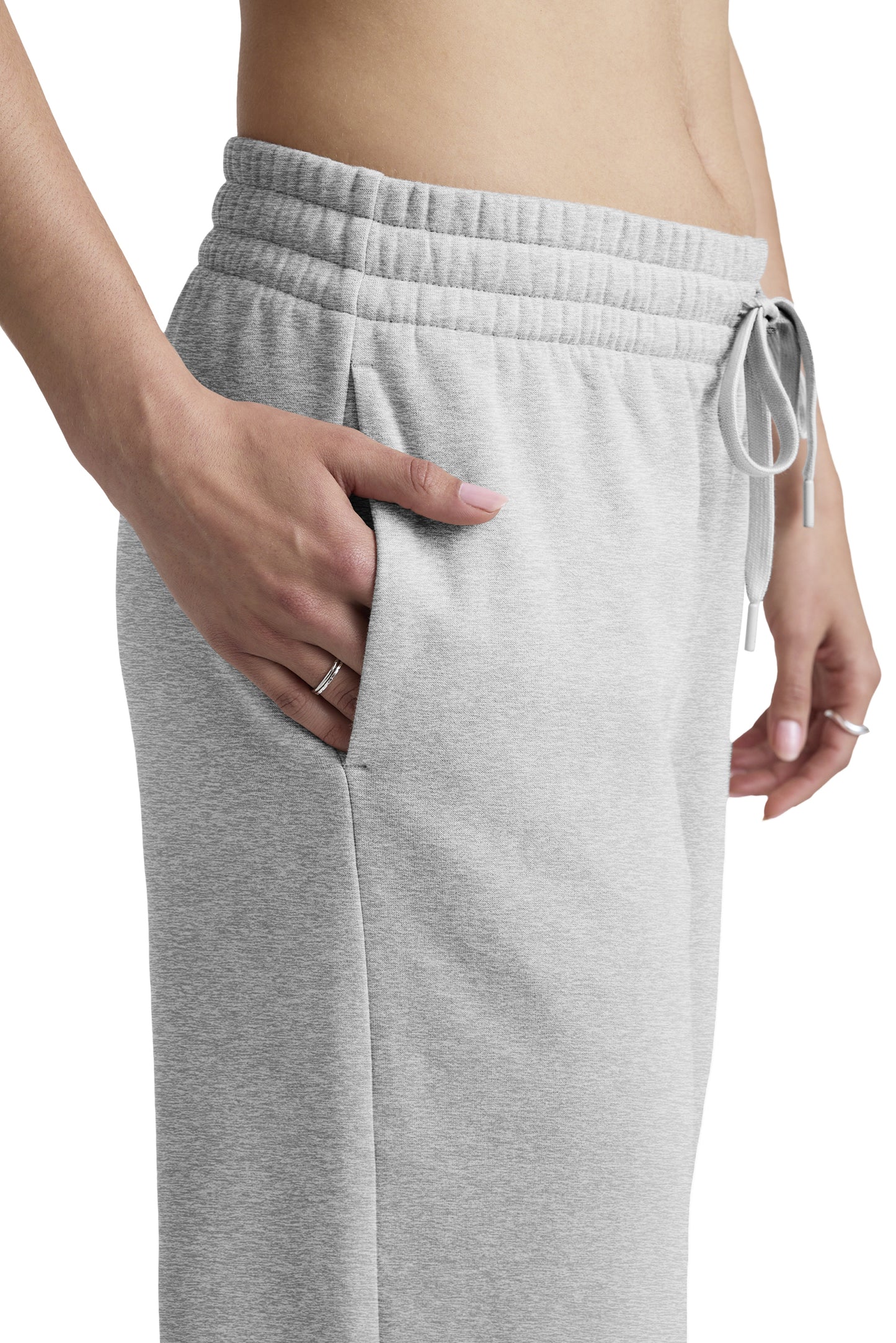 LUXEFLEECE SIDE SLIT WIDE LEG PANT LIGHT GREY