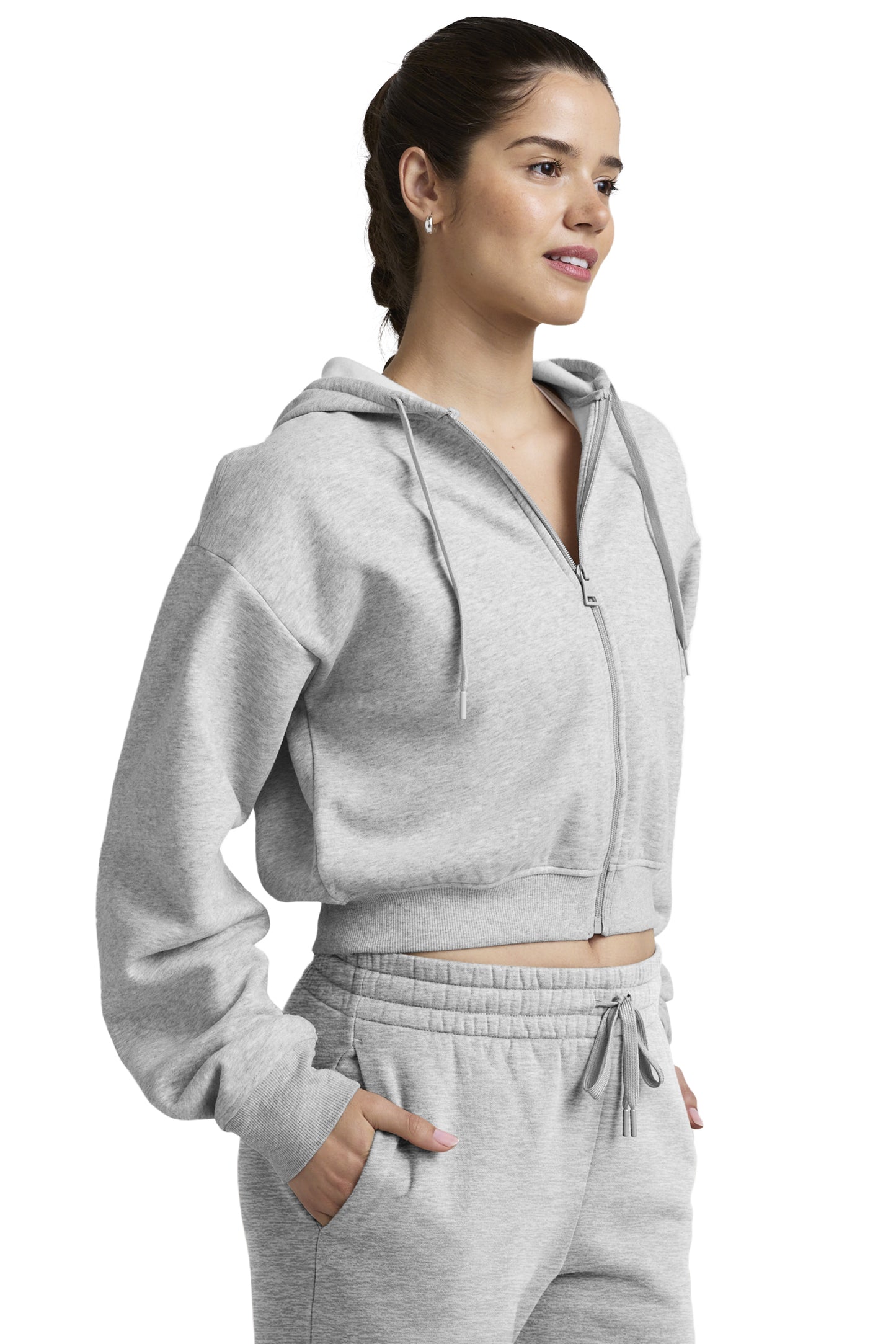 LUXEFLEECE ZIP UP HOODIE LIGHT GREY