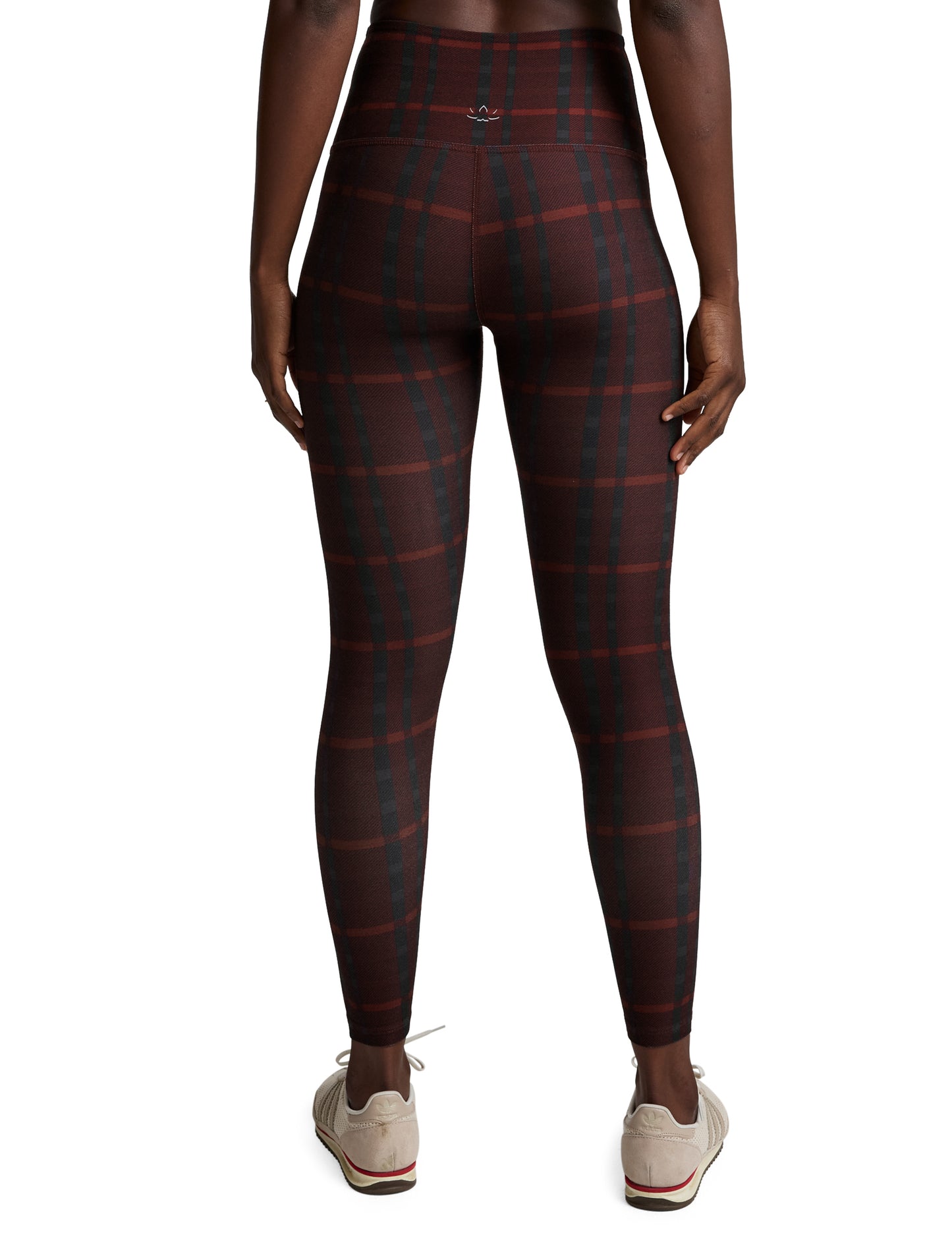 CAUGHT IN THE MIDI SPACEDYE LEGGING DARK CHERRY PREPPY PLAID