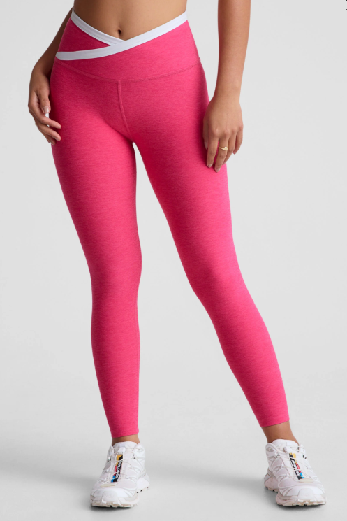 OUTLINES SPACEDYE MIDI LEGGING VIVID PINK/CLOUD WHITE