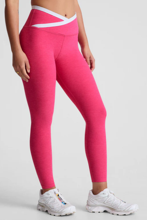 OUTLINES SPACEDYE MIDI LEGGING VIVID PINK/CLOUD WHITE