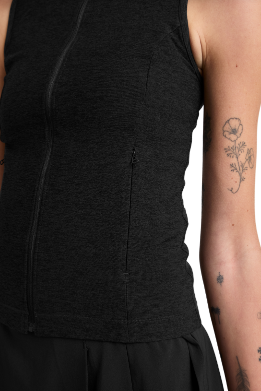 VENICE ZIP FRONT SPACEDYE VEST DARKEST NIGHT