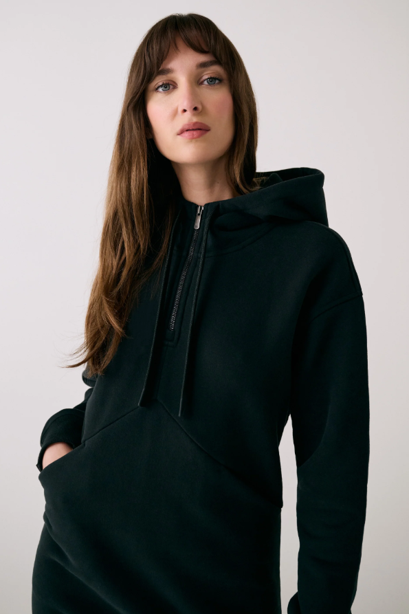 YONDER HOODIE DRESS BLACK