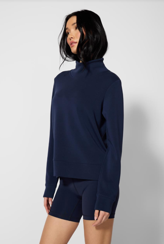 DREAMWEAVE MOCK NECK SWEATSHIRT NAVY