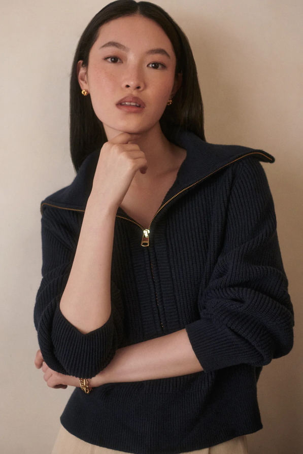 MAURA HALF ZIP KNIT NAVY