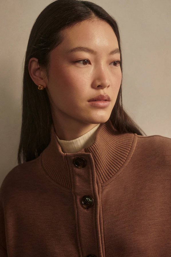 SABRINA BUTTON THROUGH SWEAT GOLDEN BRONZE