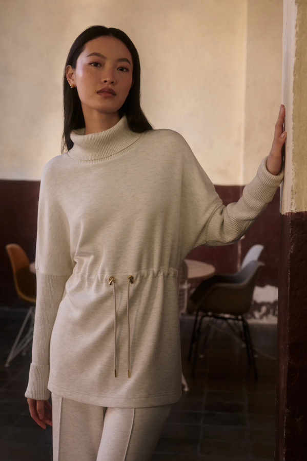 ETHEL CINCH WAIST SWEAT IVORY MARL