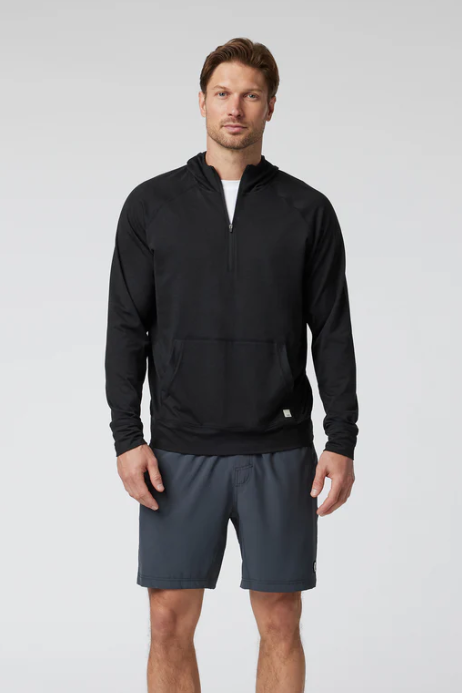 PONTO PERFORMANCE 1/2 ZIP HOODIE BLACK HEATHER