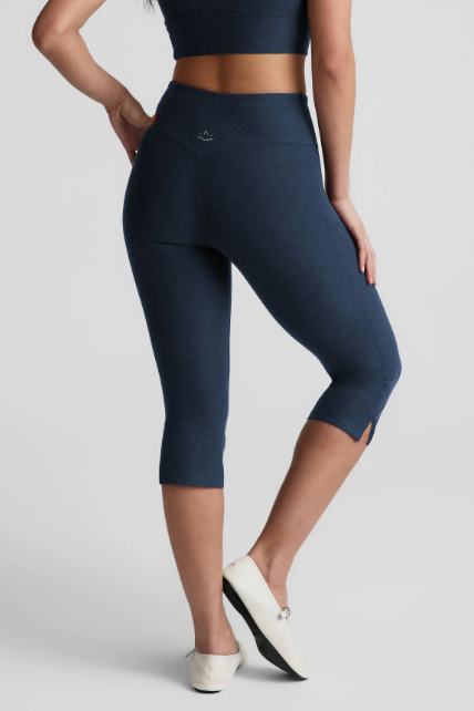 MID-RISE SLIT PEDAL PUSHER SPACEDYE CAPRI NOCTURNAL NAVY