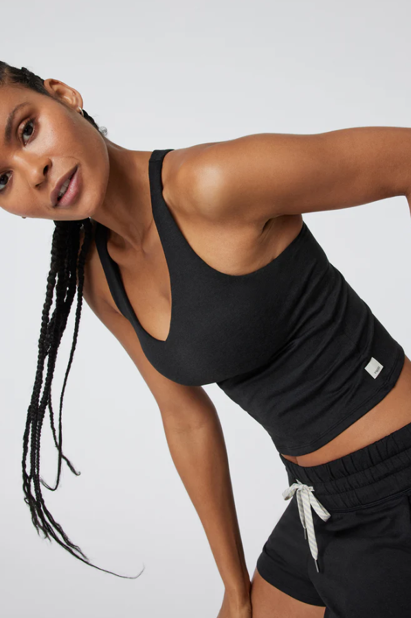 HALO PERFORMANCE CROP TANK 2.0 BLACK HEATHER