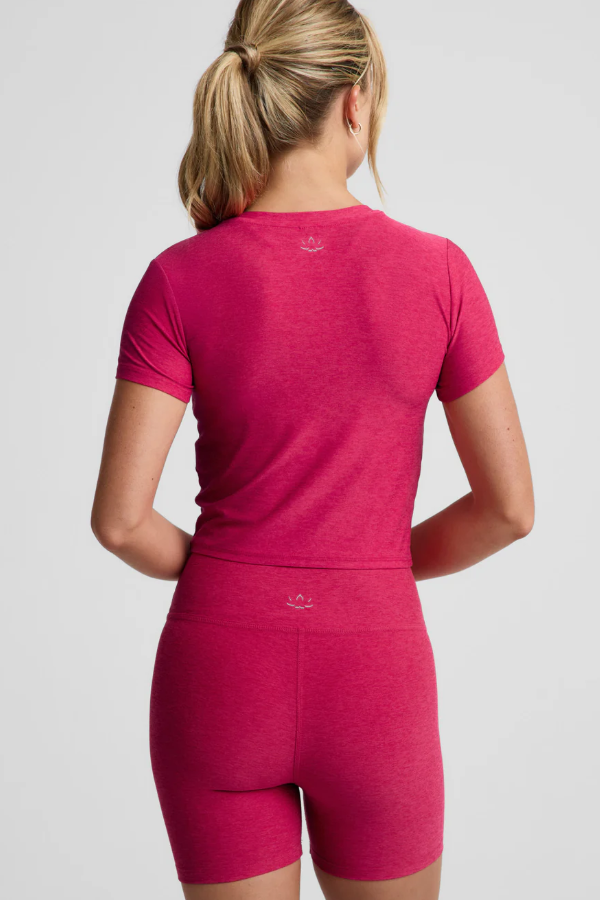 CROPPED TEE BERRY RED HEATHER