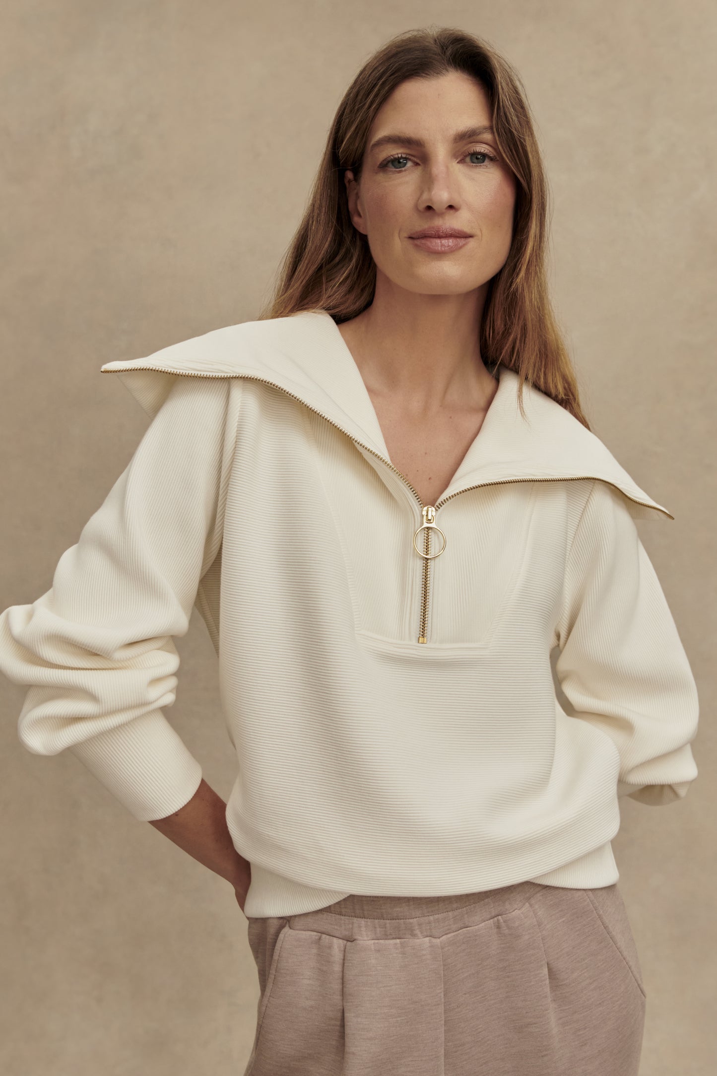 VINE HALF ZIP IVORY