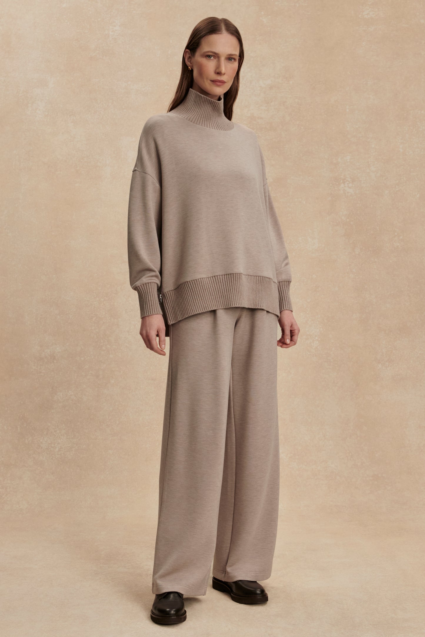 BARKER HIGH NECK SWEAT TAUPE MARL