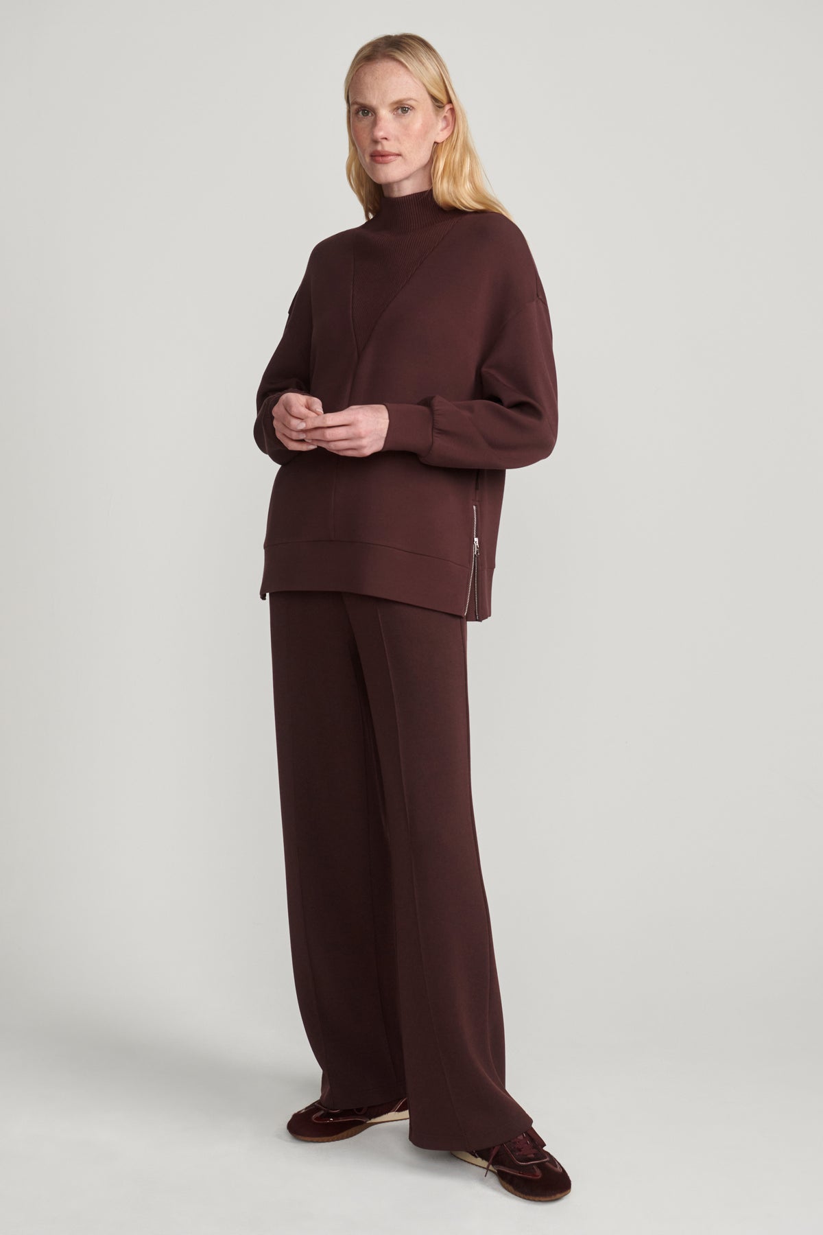 WIDE LEG PANT DEEP MAHOGANY