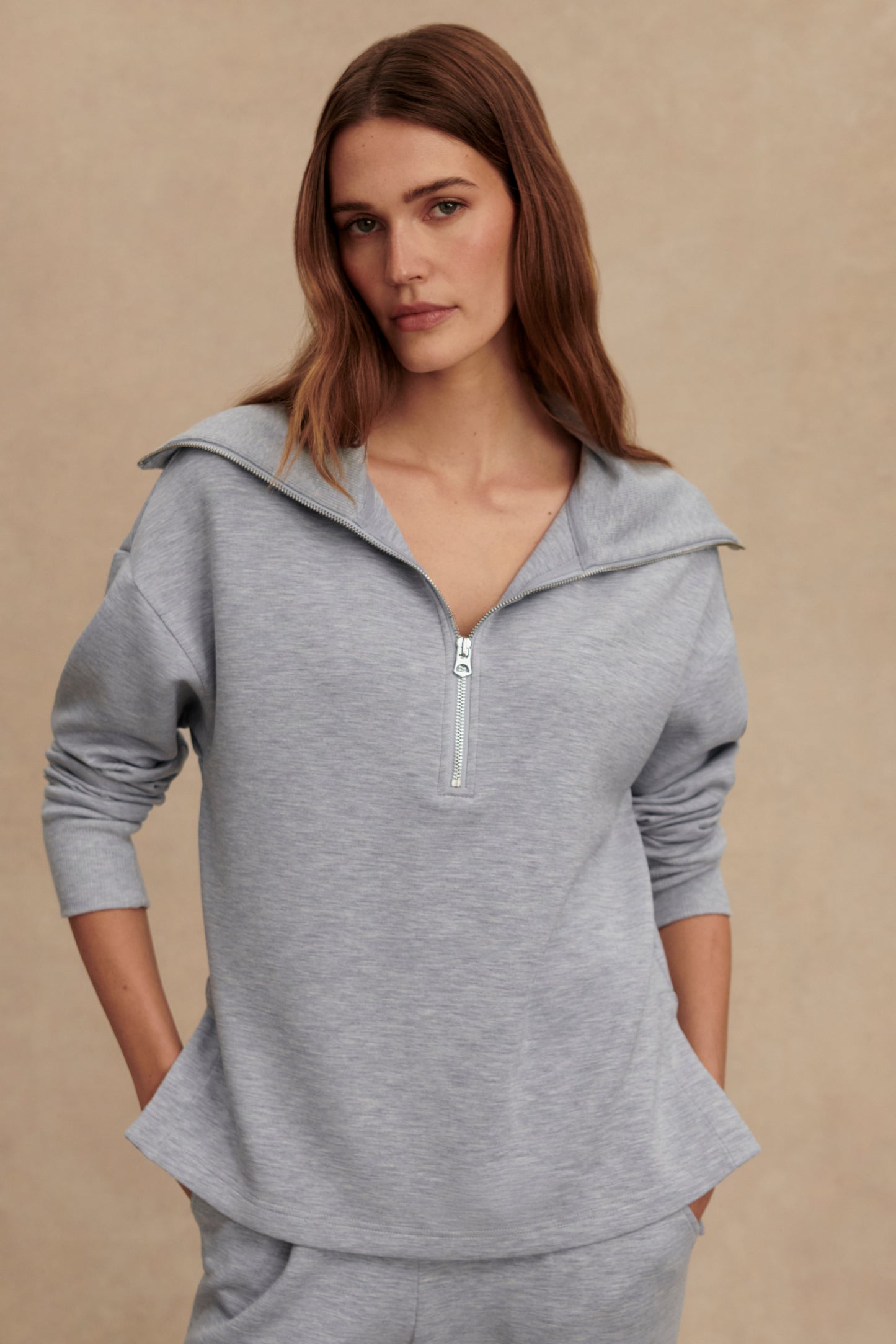 LARSON HALF ZIP SWEAT MID BLUE