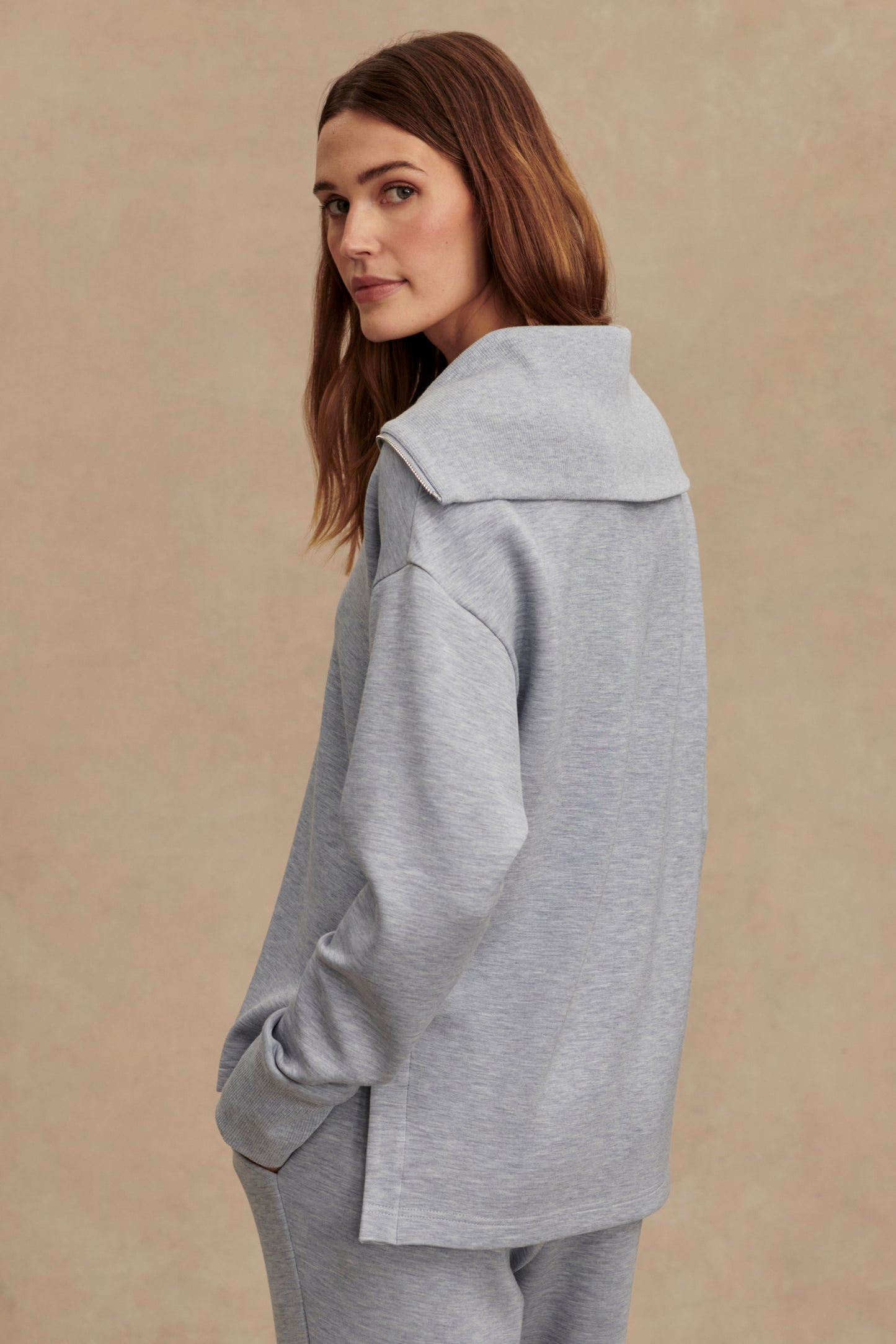 LARSON HALF ZIP SWEAT MID BLUE