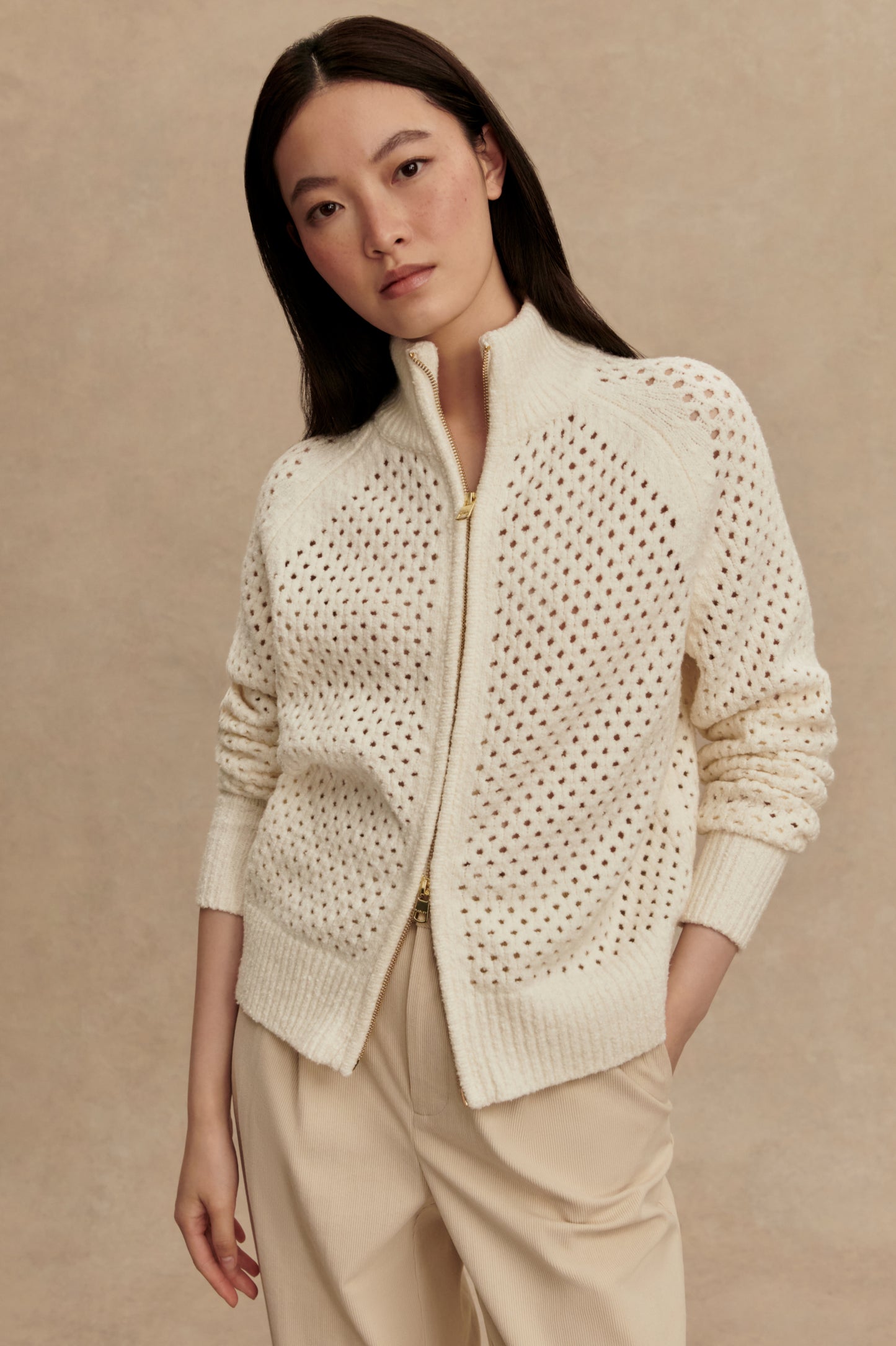 MANDY BOUCLE KNIT JACKET COCONUT MILK