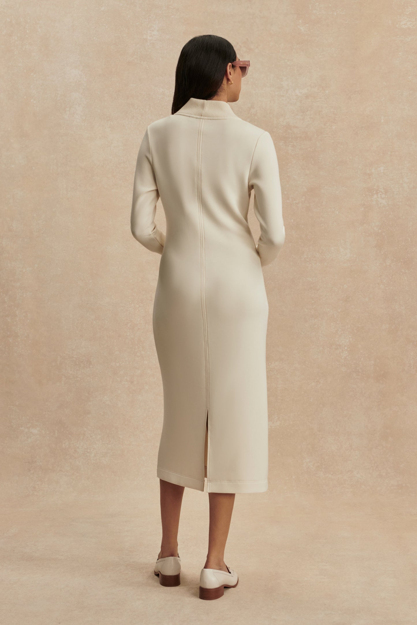 BREE HALF ZIP MIDI DRESS PRISTINE