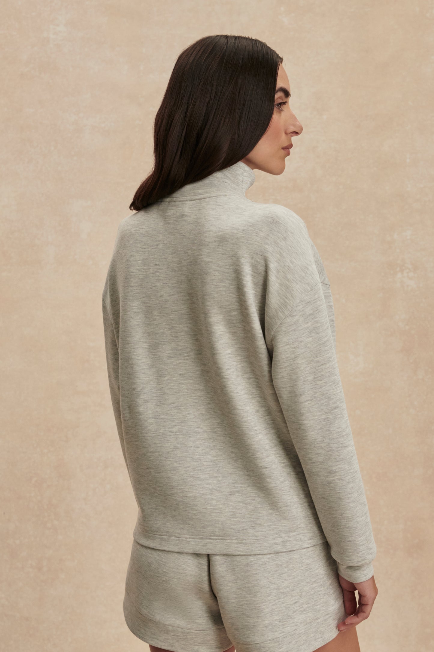 ARLENE ZIP THROUGH SWEAT LIGHT GREY MARL
