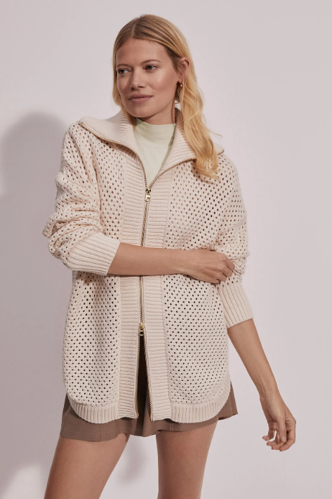 Varley Finn Longline Knit Jacket - Whitecap — Grace the Boutique
