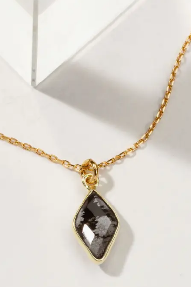 YOU'RE A GEM NECKLACE SNOWFLAKE OBSIDIAN