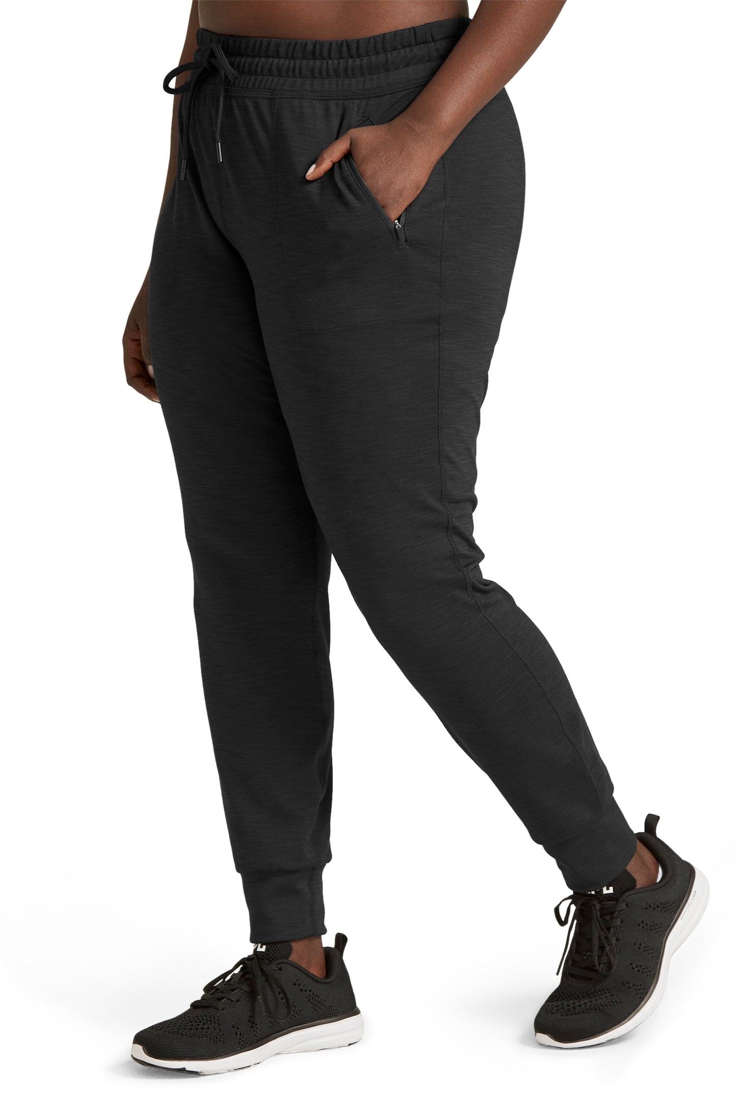 HEATHER RIB STREET JOGGER BLACK