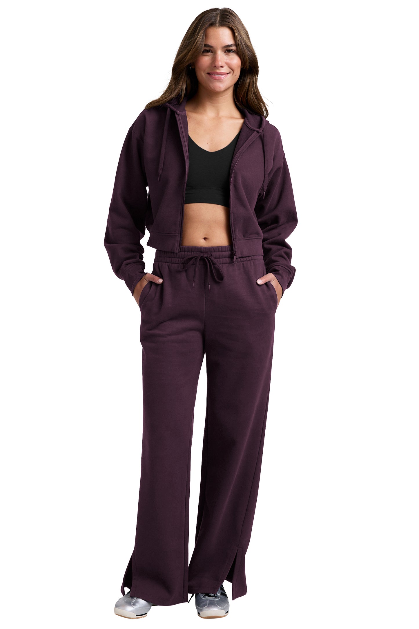 LUXEFLEECE ZIP UP HOODIE EGGPLANT PURPLE