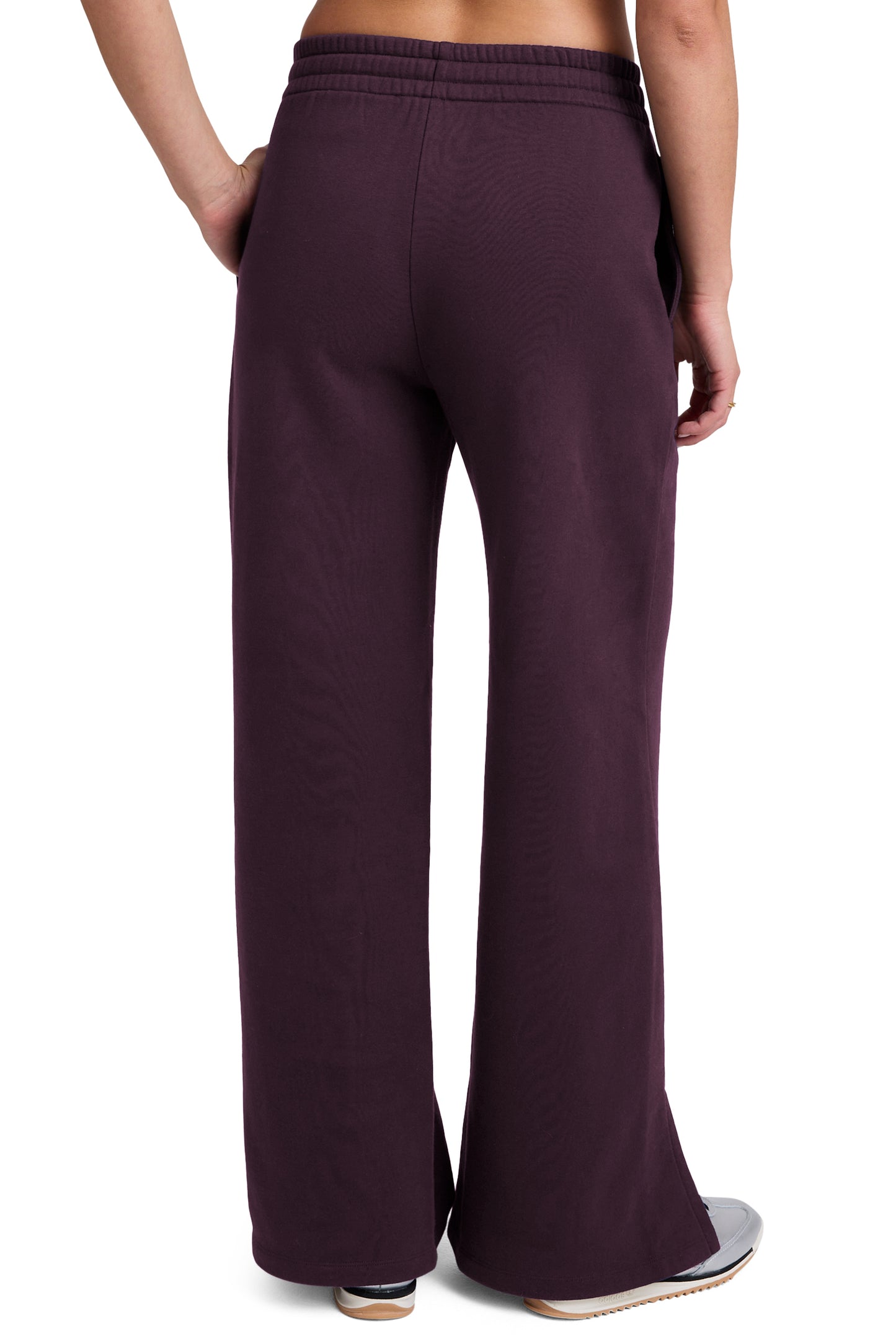 LUXEFLEECE SIDE SLIT WIDE LEG PANT EGGPLANT PURPLE