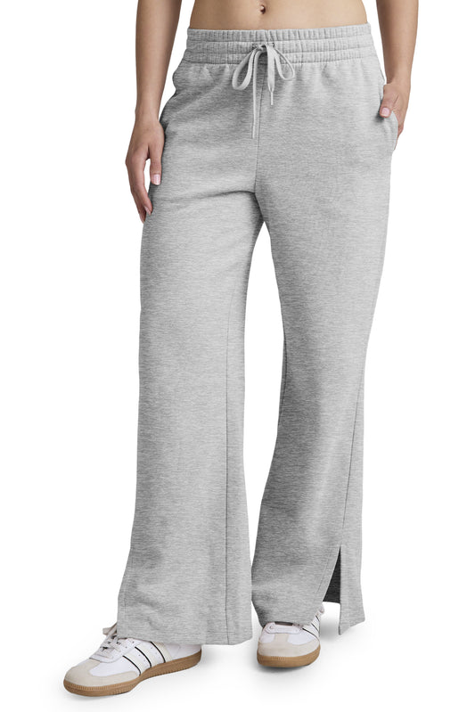 LUXEFLEECE SIDE SLIT WIDE LEG PANT LIGHT GREY