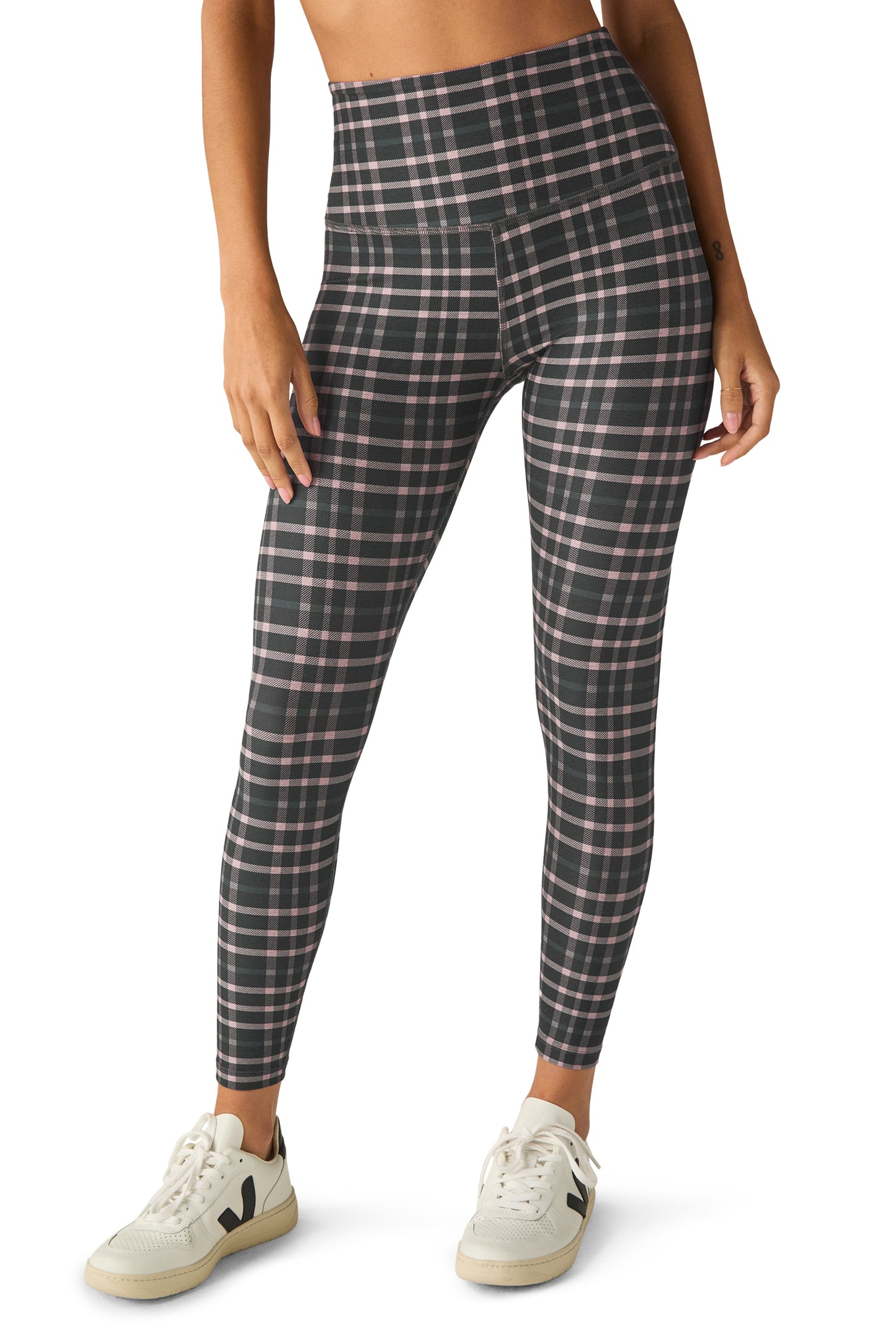 CAUGHT IN THE MIDI SPACEDYE LEGGING PREPPY PLAID