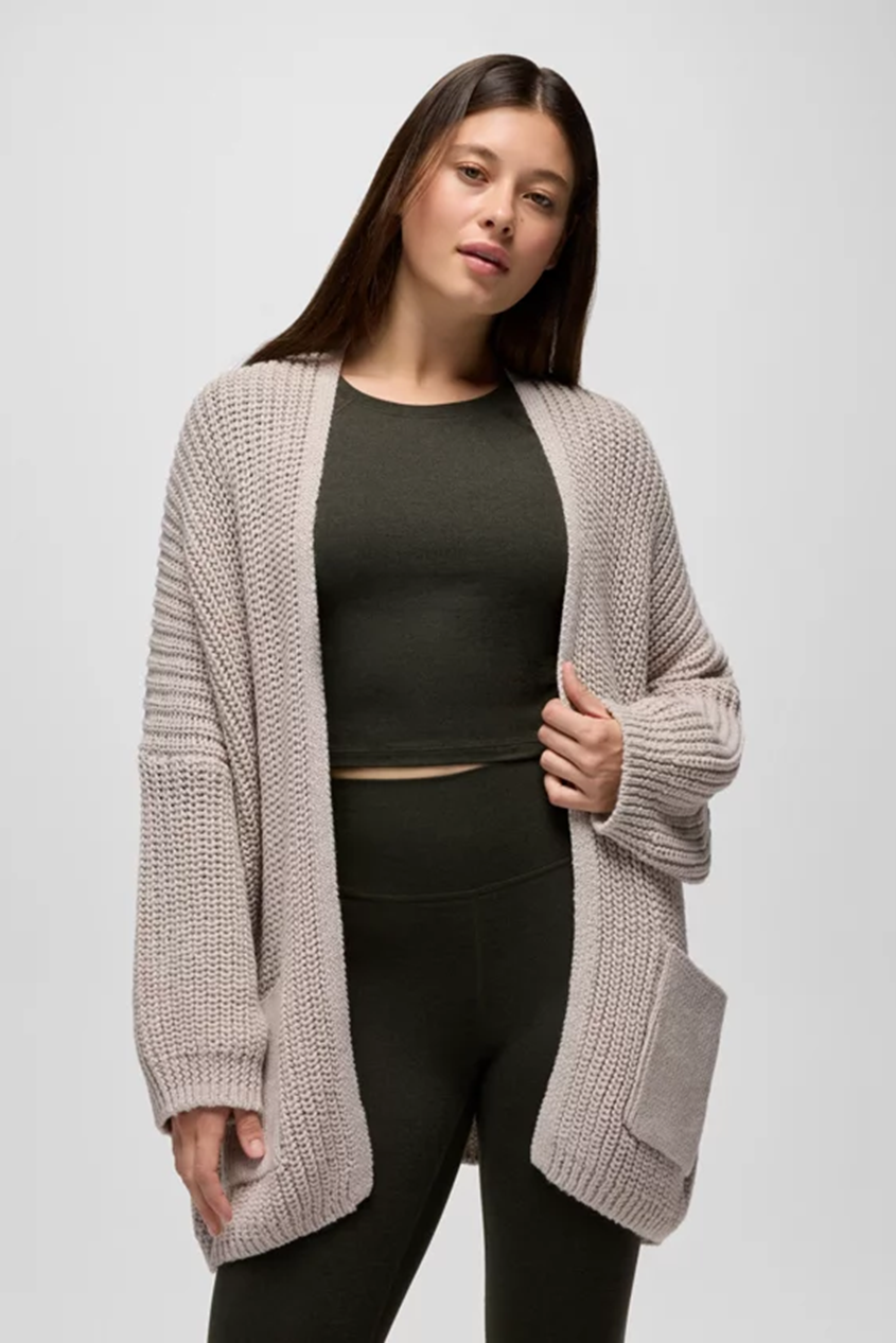 SUNDAY RIVER LONG CARDIGAN ALMOND