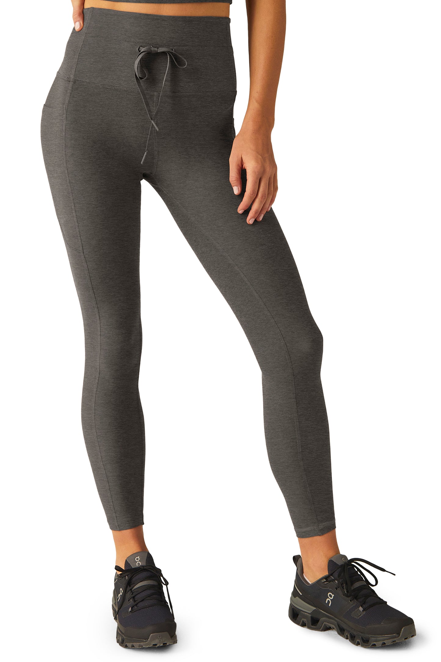 GO POCKET SPACEDYE MIDI LEGGING TRUE GREY