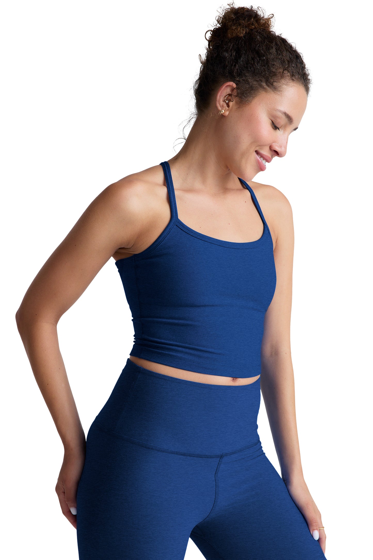 SLIM RACERBACK CROPPED TANK MARINE BLUE