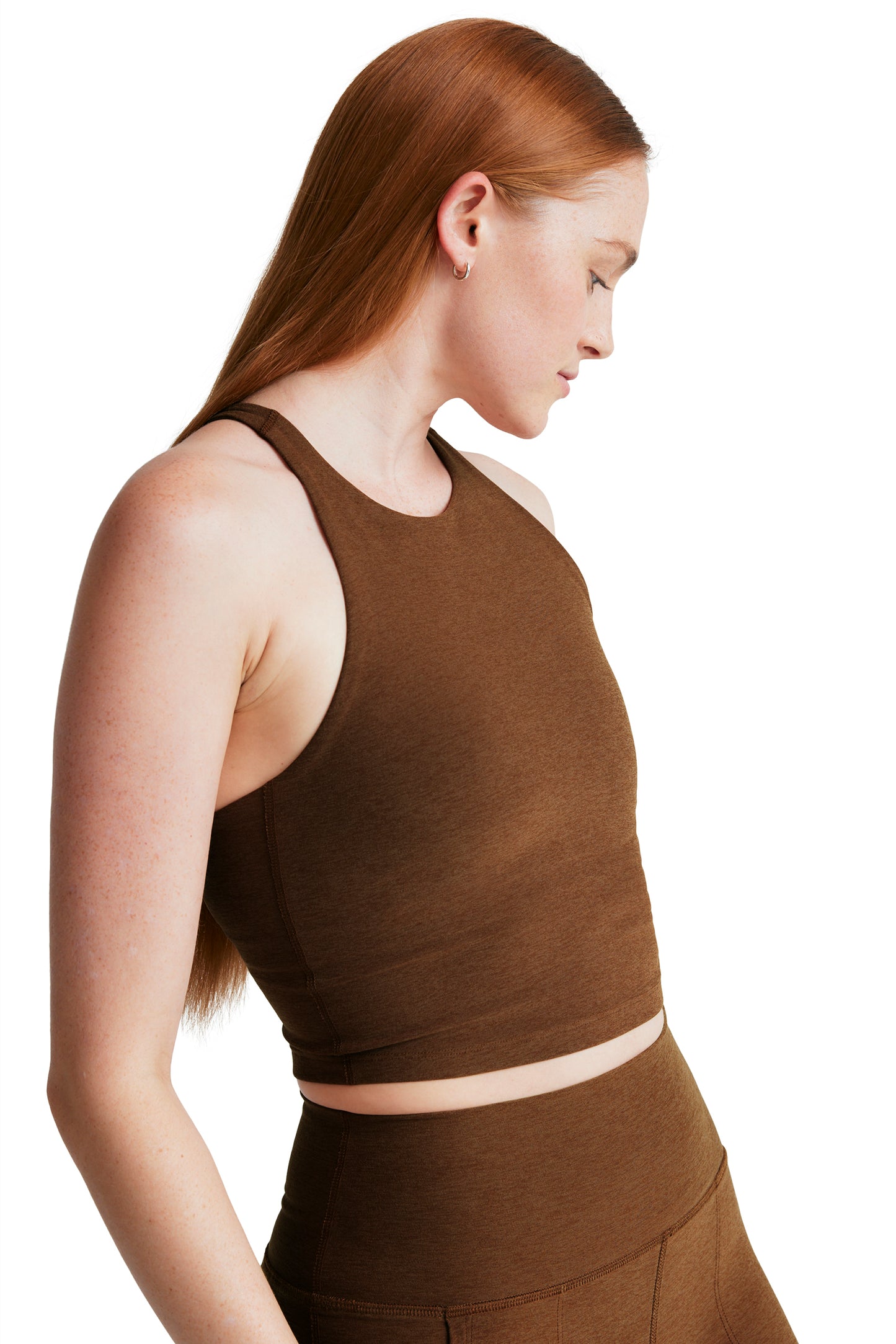 REFOCUS SPACEDYE CROPPED TANK BOLD MOCHA