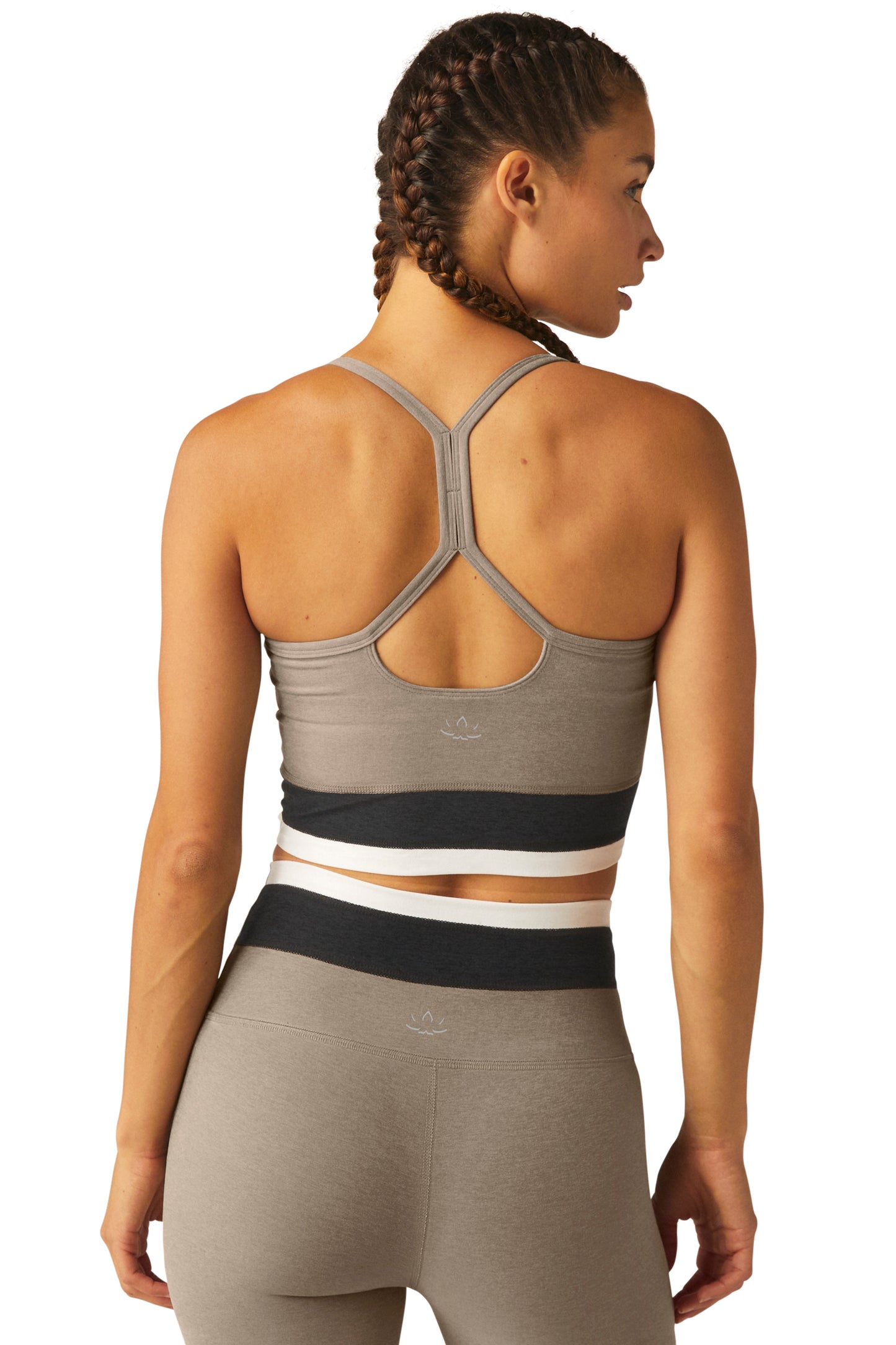 HORIZON COLOURBLOCK SPACEDYE CROPPED TANK BIRCH