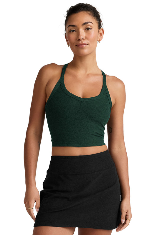 ON THE UP CROPPED TANK DARK SPRUCE GREEN