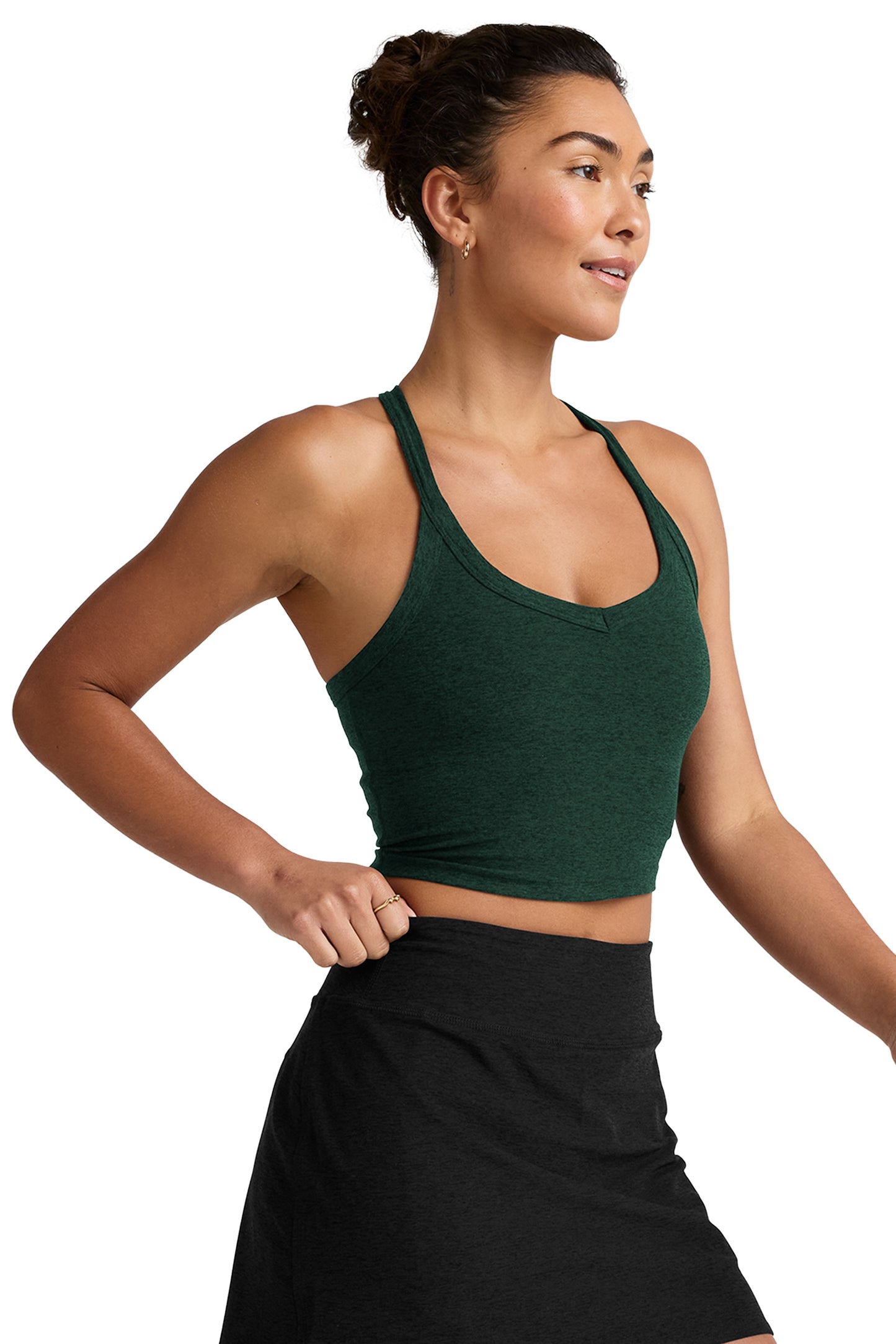 ON THE UP CROPPED TANK DARK SPRUCE GREEN