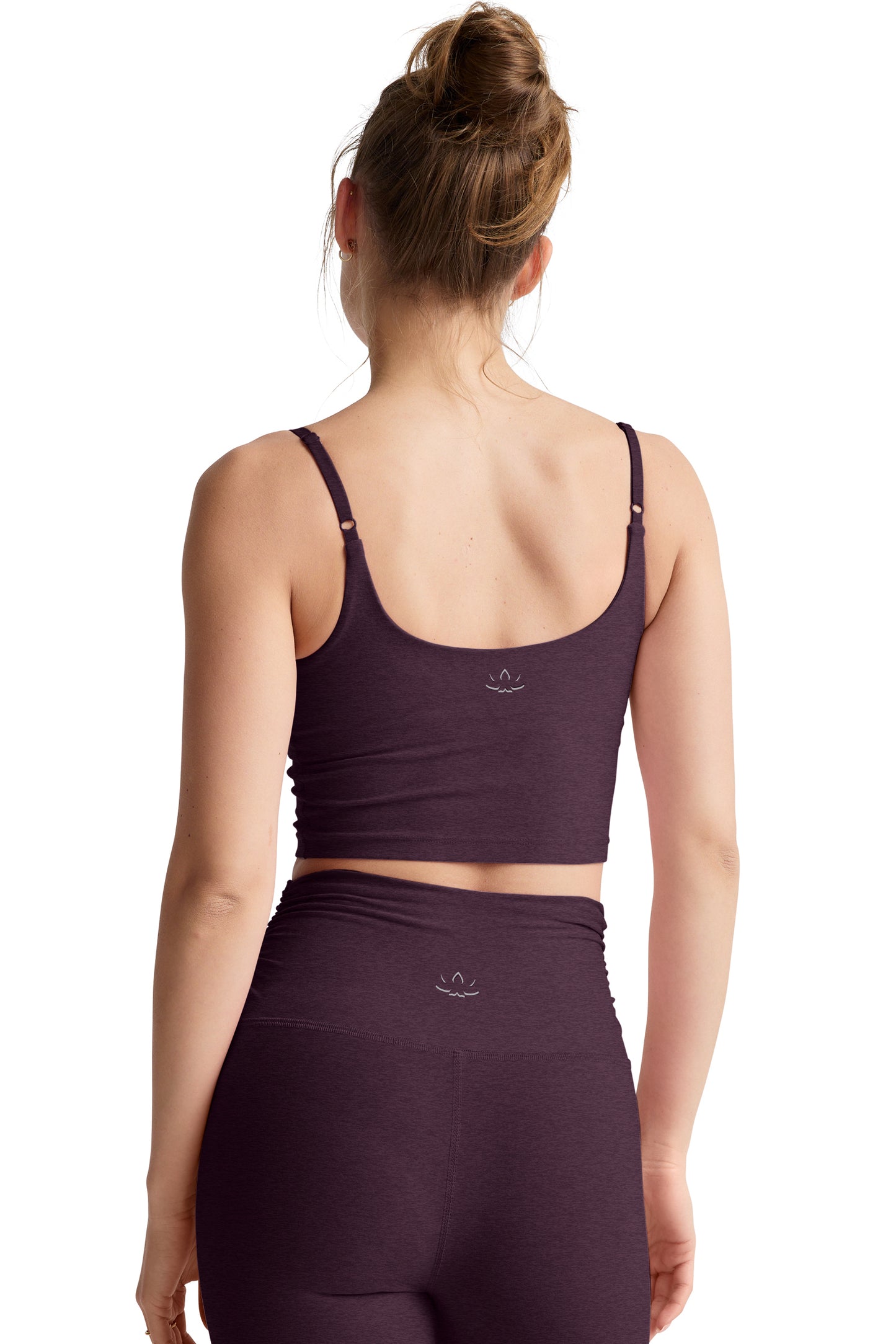 RAISE THE BARRE SHIRRED CROPPED TANK EGGPLANT PURPLE