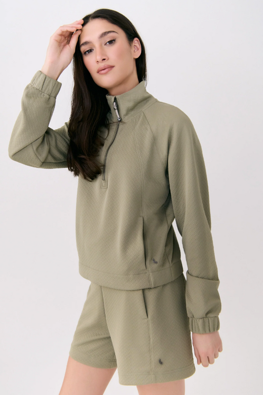 CITY HALF ZIP TOP HAZEL GREEN