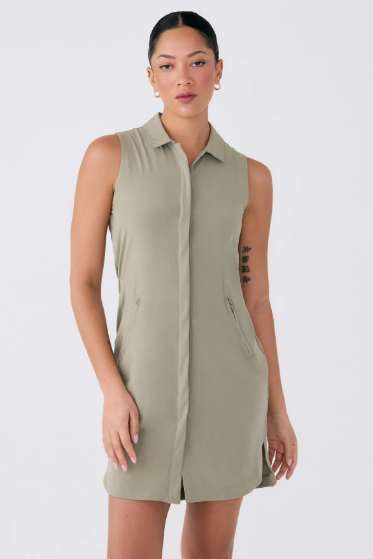 OLIVIE SHIRT DRESS HAZEL GREEN