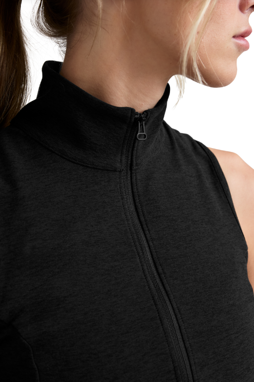 VENICE ZIP FRONT SPACEDYE VEST DARKEST NIGHT