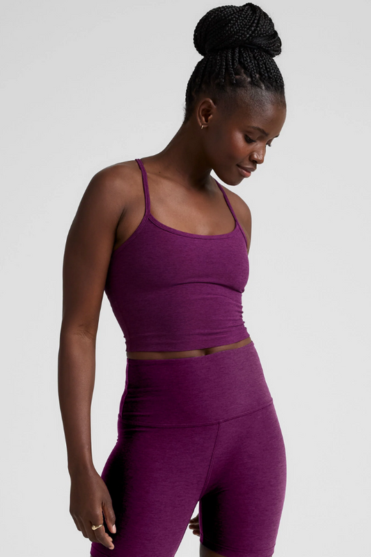 SLIM RACERBACK CROPPED TANK AUBERGINE-BEET